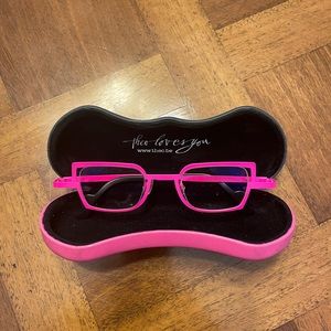 theo eyeglasses frames, neon pink